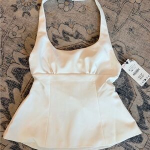 Zara Cream Halter Peplum Camisole